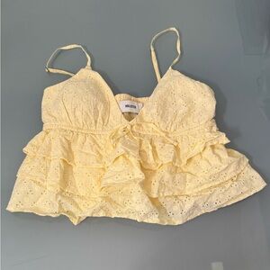 Hollister Light Yellow Eyelet Camisole